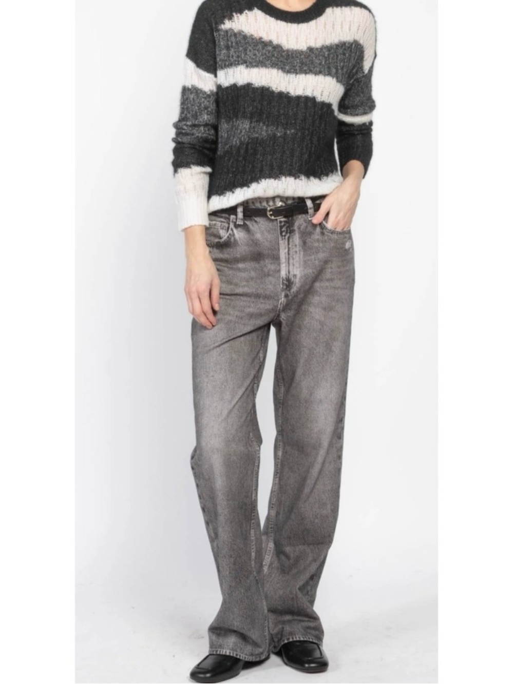 Rag & Bone Miramar Shea High Rise Straight Relaxed Cotton Terry Sweatpant Jeans